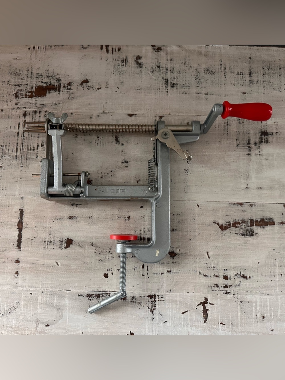 Vintage PAM CHEF Apple Peeler Corer Slicer Clamp On Retro Kitchen Tool USA